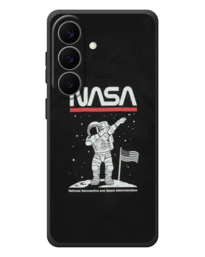 Чехол для Samsung Galaxy S26 Plus с картинкой «NASA — шагаем по Луне»