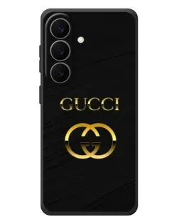 Чехол для Samsung Galaxy S26 Plus с картинкой «Золотой логотип Gucci»