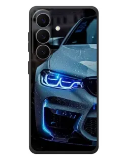 Чехол для Samsung Galaxy S26 Plus с картинкой «Взгляд BMW с синими фарами»