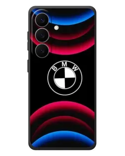 Чехол для Samsung Galaxy S26 Plus с картинкой «Логотип BMW и неоновые дуги»