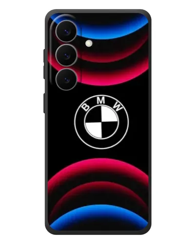Чехол для Samsung Galaxy S26 Plus с картинкой «Логотип BMW и неоновые дуги»