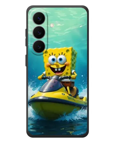 Чехол для Samsung Galaxy S26 Plus с картинкой «Спанч Боб на гидроцикле»