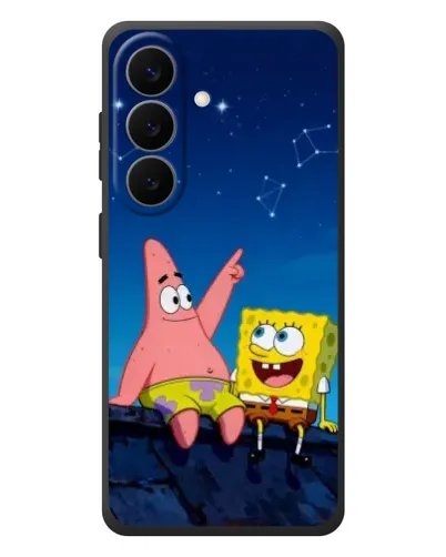 Чехол для Samsung Galaxy S26 Plus с картинкой «Губка Боб и Патрик ночью»
