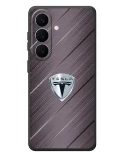 Чехол для Samsung Galaxy S26 Plus с картинкой «Металлическая текстура Tesla»