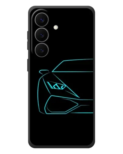 Чехол для Samsung Galaxy S26 Plus с картинкой «Голубой силуэт Lamborghini»