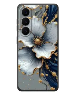 Чехол для Samsung Galaxy S26 Plus с картинкой «Белый цветок и золотой флюид»