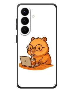 Чехол для Samsung Galaxy S26 Plus с картинкой «Капибара с ноутбуком»