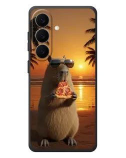 Чехол для Samsung Galaxy S26 Plus с картинкой «Капибара с пиццей»
