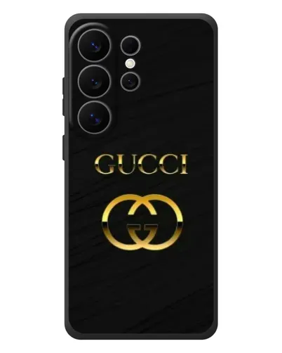 Чехол для Samsung Galaxy S26 Ultra с картинкой «Золотой логотип Gucci»