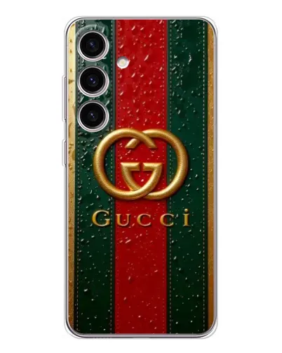 Чехол для Samsung Galaxy S26 с картинкой «Gucci — фирменная полоса и золото» Чехол для Samsung Galaxy S26 с картинкой «Gucci — фирменная полоса и золото»