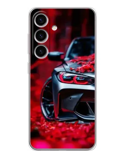 Чехол для Samsung Galaxy S26 с картинкой «Спортивная BMW и цветы»