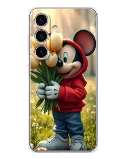 Чехол для Samsung Galaxy S26 с картинкой «Микки с тюльпанами»