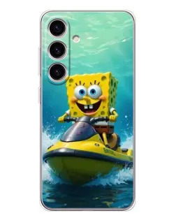 Чехол для Samsung Galaxy S26 с картинкой «Спанч Боб на гидроцикле»