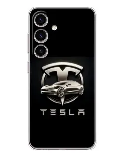 Чехол для Samsung Galaxy S26 с картинкой «Tesla — серебристое авто»
