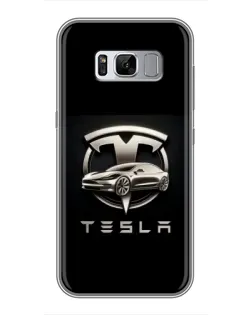 Чехол для Samsung Galaxy S8 Plus (G955) с картинкой «Tesla — серебристое авто»