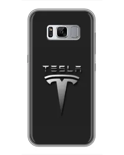 Чехол для Samsung Galaxy S8 (G950) с картинкой «Стальной логотип Tesla»