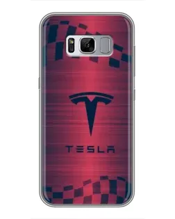 Чехол для Samsung Galaxy S8 (G950) с картинкой «Тесла красный карбон»