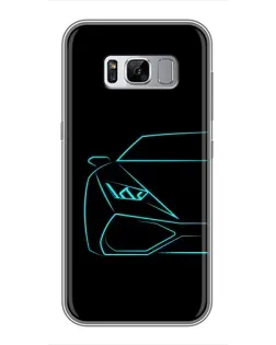 Чохол для Samsung Galaxy S8 (G950) з картинкою «Блакитний силует Lamborghini»
