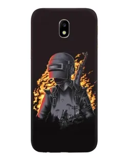 Чехол для Samsung Galaxy J7 2017 (J730F EU) с картинкой «PUBG — огненный силуэт»