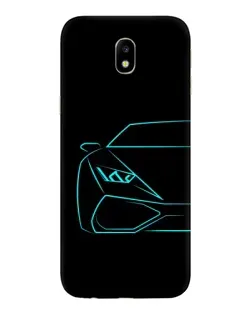 Чехол для Samsung Galaxy J7 2017 (J730F EU) с картинкой «Голубой силуэт Lamborghini»