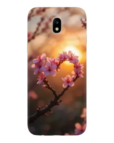 Чехол для Samsung Galaxy J7 2017 (J730F EU) с картинкой «Розовый цвет сердце на фоне заката»