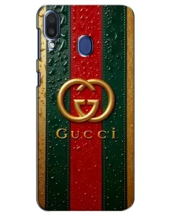 Чехол для Samsung Galaxy M20 (M205) с картинкой «Gucci — фирменная полоса и золото»