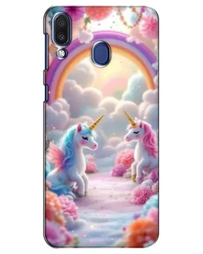 Чехол для Samsung Galaxy M20 (M205) с картинкой «Радуга и единороги»