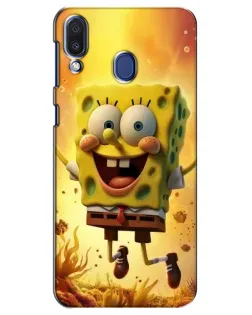 Чехол для Samsung Galaxy M20 (M205) с картинкой «Губка Боб прыгает»