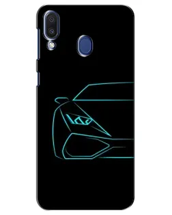 Чехол для Samsung Galaxy M20 (M205) с картинкой «Голубой силуэт Lamborghini»