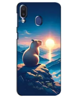 Чехол для Samsung Galaxy M20 (M205) с картинкой «Закат солнца с капибарой»