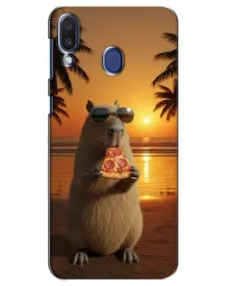 Чехол для Samsung Galaxy M20 (M205) с картинкой «Капибара с пиццей»