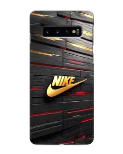 Чехол для Samsung Galaxy S10e с картинкой «Золотой Nike на металле»