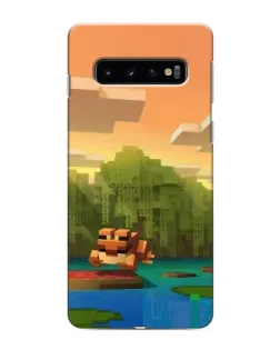 Чехол для Samsung Galaxy s10 Plus с картинкой «Майнкрафт закат солнца»