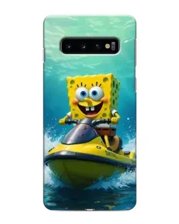 Чехол для Samsung Galaxy s10 Plus с картинкой «Спанч Боб на гидроцикле»