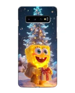 Чехол для Samsung Galaxy s10 Plus с картинкой «Рождественский Спанч Боб»