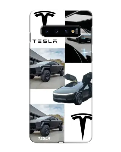 Чехол для Samsung Galaxy s10 Plus с картинкой «Коллаж Cybertruck Tesla»