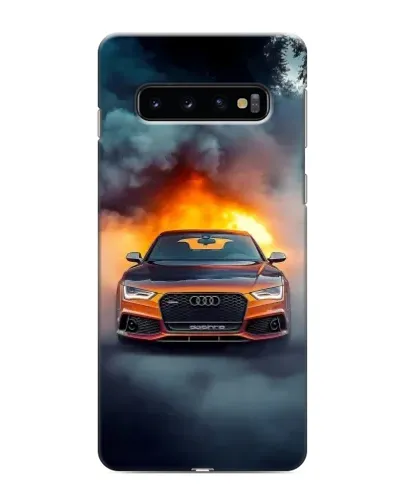 Чехол для Samsung Galaxy s10 Plus с картинкой «Audi в огненном дыму» Чехол для Samsung Galaxy s10 Plus с картинкой «Audi в огненном дыму»