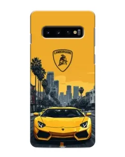 Чехол для Samsung Galaxy s10 Plus с картинкой «Желтый Lamborghini город»