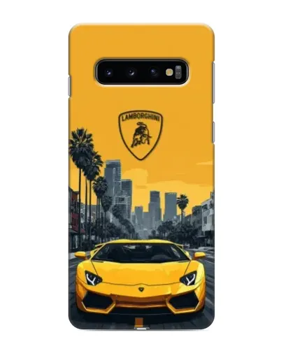 Чехол для Samsung Galaxy s10 Plus с картинкой «Желтый Lamborghini город»
