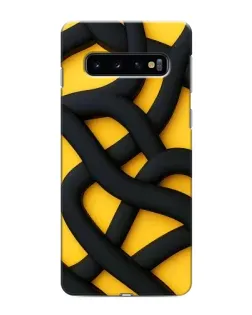 Чехол для Samsung Galaxy s10 Plus с картинкой «Черное желтое переплетение»