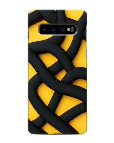 Чехол для Samsung Galaxy s10 Plus с картинкой «Черное желтое переплетение»