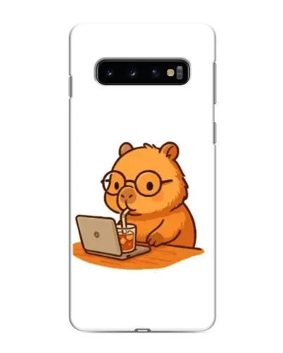 Чехол для Samsung Galaxy s10 Plus с картинкой «Капибара с ноутбуком» Чехол для Samsung Galaxy s10 Plus с картинкой «Капибара с ноутбуком»