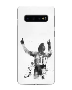Чохол для Samsung Galaxy s10 Plus з картинкою «Чорно-білий силует Мессі»