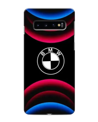Чехол для Samsung Galaxy S10 с картинкой «Логотип BMW и неоновые дуги»