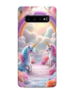 Чехол для Samsung Galaxy S10 с картинкой «Радуга и единороги» Чехол для Samsung Galaxy S10 с картинкой «Радуга и единороги»