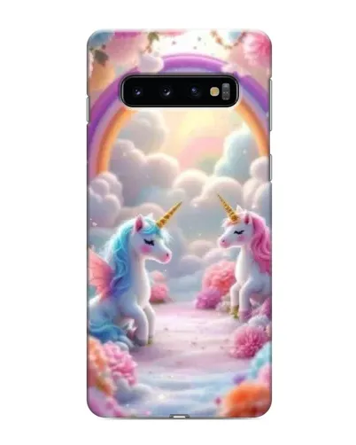 Чехол для Samsung Galaxy S10 с картинкой «Радуга и единороги»