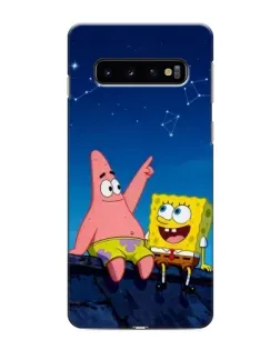 Чехол для Samsung Galaxy S10 с картинкой «Губка Боб и Патрик ночью»