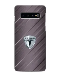 Чехол для Samsung Galaxy S10 с картинкой «Металлическая текстура Tesla»