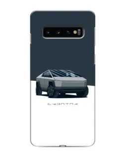 Чехол для Samsung Galaxy S10 с картинкой «Серебристый Cybertruck Tesla»