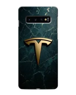 Чехол для Samsung Galaxy S10 с картинкой «Мраморная Tesla Gold»